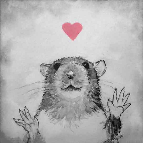 Rat Love detail (watercolor, ink, acrylic)