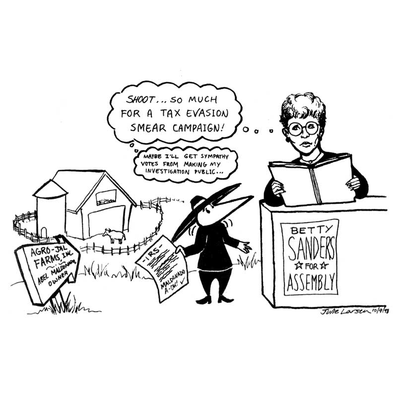 "Cartoon about Betty Sanders Assembly campaign"
