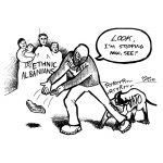 Cartoon about NATO sanctions on Milosevich