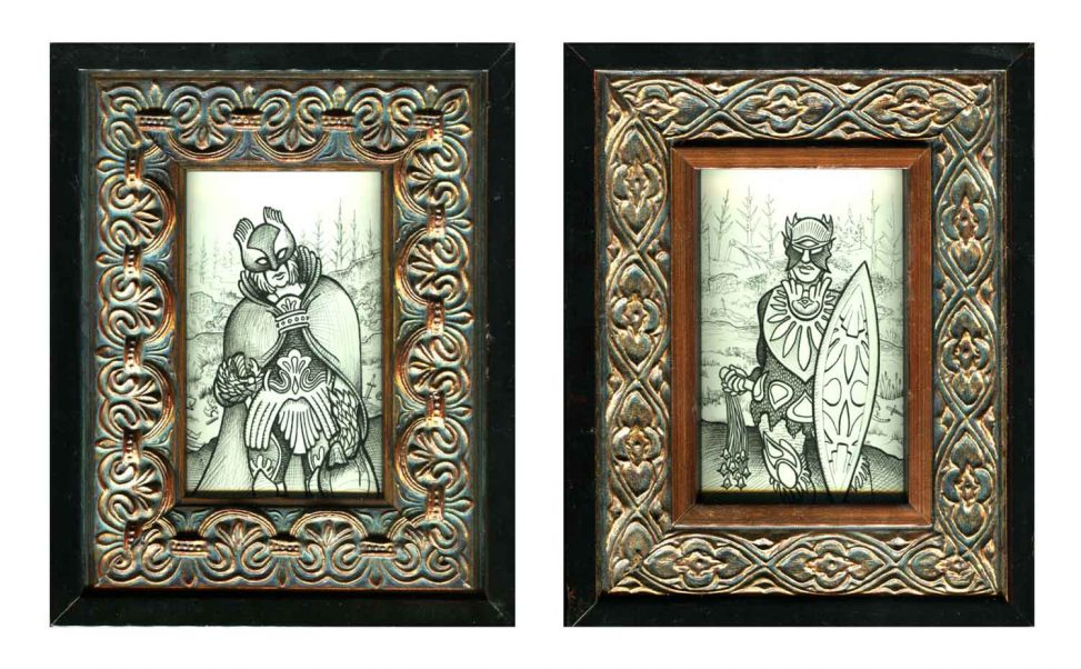 Bronze Warriors I & II • 7 7/8” x 9 7/8” framed